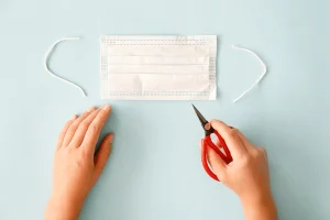 cutting straps on face mask